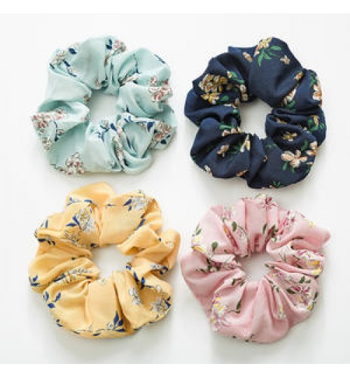 Custom Fashion Women Hair Accessories super fairy sweet pure color hair rope silk fabric art Ribbon scrunchies