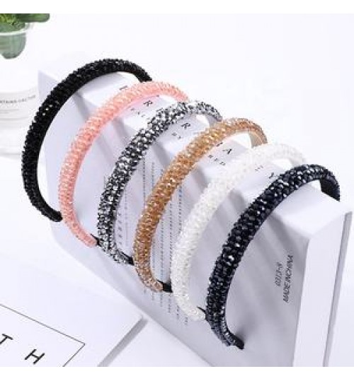 Wholesale Luxury jeweled Hair Accessories Beaded baroque Bling Diamond Padded Rhinestone hairband crystal headband For Women