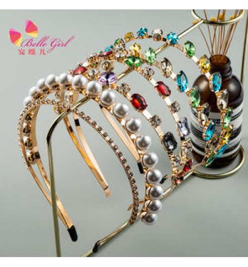 BELLEWORLD 2022 latest trendy hair accessories women luxury gold metal rhinestone braided hair hoop designer thin headbands