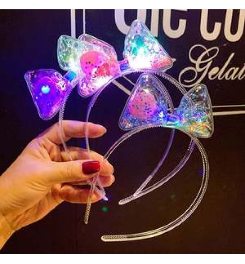 LED Transparent PVC Sequin Bow Hair Hoop for Christmas Day Children's hair accessories