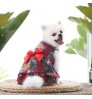 Pet Hawaiian female dog vest cat reactive print skirt longuette with bow