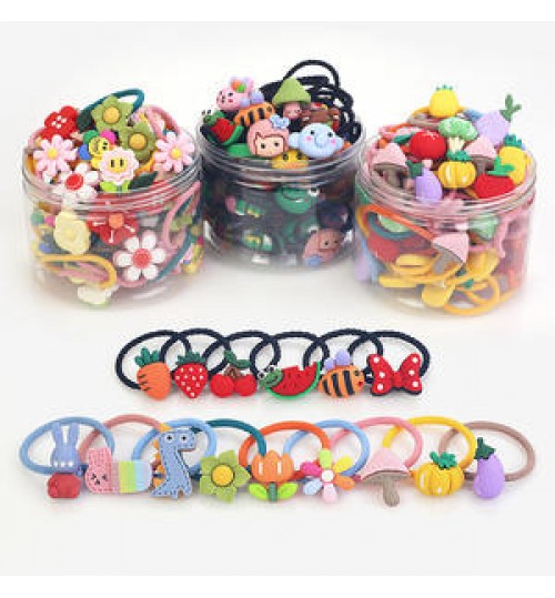 wholesale luxury resin fruit series 20pcs baby Elastic Rubber Band Girls Hair Ties kids hair accessories