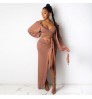 Amazon Hot Sexy Club Dresses Bodycon For Women Solid Spring Ruffles Maxi Clothes Party Wholesale Longuette Women Club Dresses