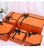 Custom recyclable wedding paper packaging set square bronzing ribbon lid clothing luxury gift box