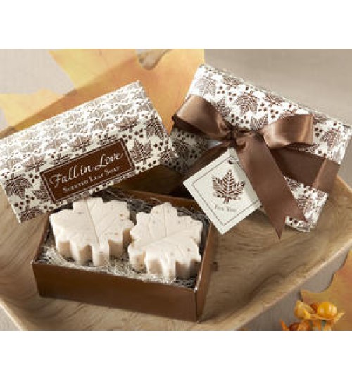 Wedding Door Gifts Fall in Love Leaf Design Scented Soap