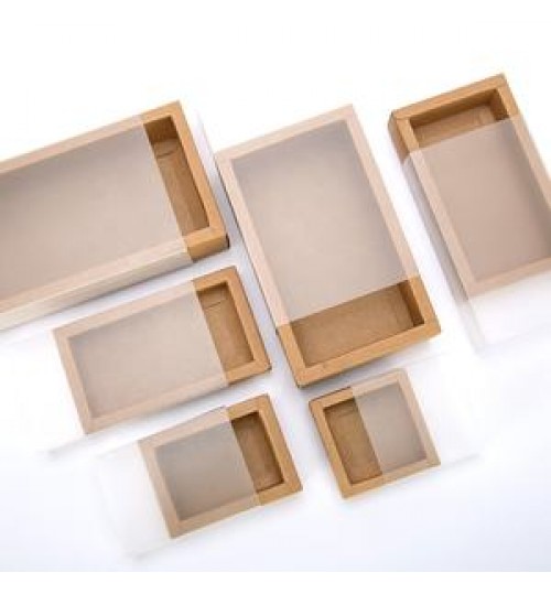 Transparent Kraft Paper Drawer Box PVC Frosted Sleeve Gift Boxes Custom Printing Tea Perfume Soap Packaging Bridesmaid Gift Box