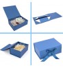 Reusable Black Ribbon Handle Cardboard Drawer Gift Box For Clothes Shirt