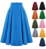 Wholesale 2022 Summer Ladies Swing Buttons Decorated Elastic Skirts High Waist Elegant Retro Pleated Skirt