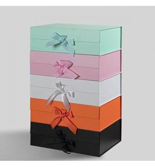 Custom Gift Box with Changeable Ribbon and Magnetic Closure for Luxury Packaging Sturdy Foldable Box