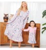 2021 new mommy and me dress Printed Dress mother daughter home pink longuette mommy and me long dress