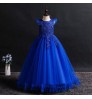 ZH1441X 3-14 years old Children's Dress Flower Girls'Wedding long Dresses Princess Skirts Lace Embroidery Longuette ball gown