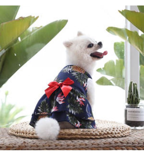 OEM logo Pet Hawaiian kilts female dog vest cat colorful carnival reactive print skirt coat animal party Loose longuette bow