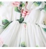 Elegant Soft Casual Rose Print Longuette Twirl Plete Dresses for Girls