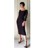 Classy career dress for woman, longuette sheathe dress with elegant sparkle lace insert, perfect for a business or evening event