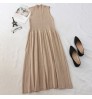 Hot Sale 2022 Autumn New Gentle Style Half Turtleneck A-line Dress Retro Dress Long Sleeveless Vest Casual Dresses