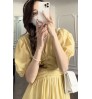 Wholesale 2022 Summer New French Hepburn Style Niche Design Long Dress High-end First Love Tea Break Bubble Sleeve Dress