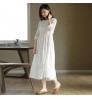 Boutique Wholesale 2022 New Summer Ramie Dress White Cotton Linen High Waist Thin Literary Loose Round Neck Casual Dresses