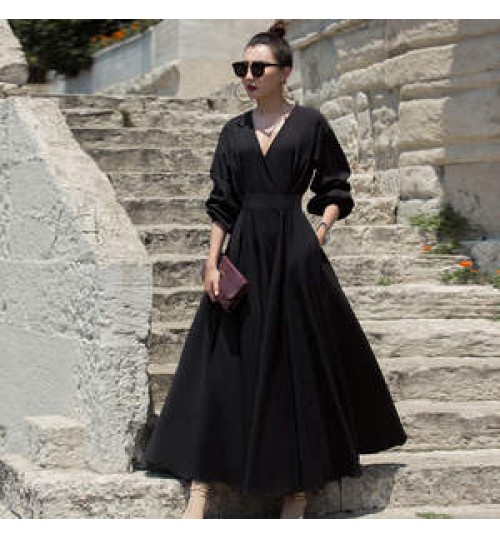 Wholesale 2022 Spring and Autumn New Dress Sexy Slim European Station Banquet Temperament Hepburn Maxi Dress Casual Dress