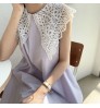 Boutique Wholesale 2022 Korean Chic Summer Niche Retro Hollow Lace Lapel Loose Long Knee-length Sleeveless Dress