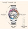 Watches Davena 61609 Luxury Watches Men Automatic Stainless Steel CZ Diamond Multicolor Luxury Watches Men Automatic