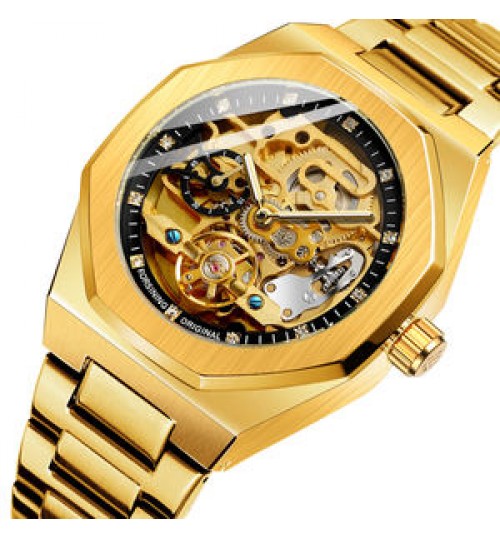 Mechanical Watch 2022relogio Forsining Montrepourhomme Gold Luxury Mens Custom Logo Automatic Skeleton Double Tourbillon Mechanical Watch For Men