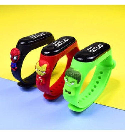 Cartoon strap Waterproof Children Boys Girls Digital LED Date Sports Wrist Watch New Arrival The Avengers Hot Sales Watch