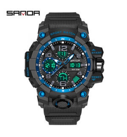 SANDA New Military Waterproof Watch Dual LED Display Men Digital Sports Watches For Men