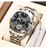 professional custom men watch automatic mechanical watch skeleton flywheel multifunction wristwatch fashion business wrist watch