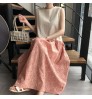 Hot Sale 2022 Korean Chic Summer Retro Round Neck Lace Hook Flower Contrast Color Stitching Design Loose Long Vest Dress