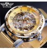 JYM Luxury stainless steel mesh band visible automatic mechanical movement men wrist watches