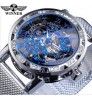 JYM Luxury stainless steel mesh band visible automatic mechanical movement men wrist watches