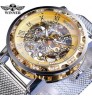 JYM Luxury stainless steel mesh band visible automatic mechanical movement men wrist watches