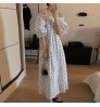 Wholesale 2022 Korean Chic Summer New One-word Collar Full Screen Small Broken Flowers Waist and Slim Puff Sleeve Dress