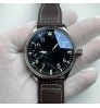 Pilot Watch 44mm no logo Mechanical Hand Wind Men's Watch Black Dial Sapphire 17 Jewels Seagull St3600-2 Movement F069