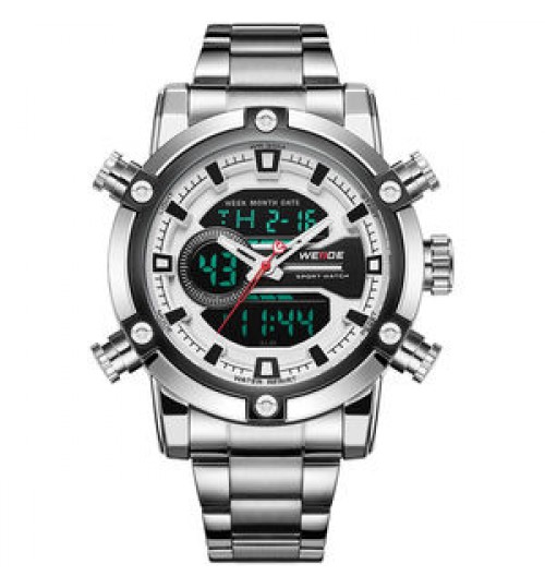 New Arrival WEIDE WH9603 Analog LCD Digital Watch Casual Fashion Japan Movt Quartz Watch Stainless Steel Men Watch