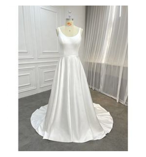 Wedding Dress Wholesale Classic Satin Gown Simple Wedding Costumes Factory Made Bride Marriage Dress 2022