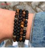 High Quality Hot Selling CZ Mirco Pave Ball Lion Charm Natural Stone Beads Elastic Bracelet Set Men Jewelry