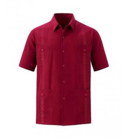 Custom Seasonal Shirt Men's Short Sleeve Cuban Guayabera For Daily Life