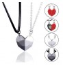 2PCS Stitching Magnetic Heart Pendant Couple Jewelry Necklace For Women Men Valentine's Day Gift