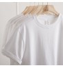 Factory wholesale custom large new pure white thick cotton loose shoulder short sleeve T - shirt men T - shirt