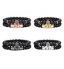 Classic Black Beads 2pc/Set Natural Glass Stone Bracelet Men Pave CZ 8mm Disco Ball Charms Bracelets Women Gold Jewelry