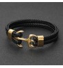 Wholesale Custom Logo Fashionable Man nautically Jewelry Stainless Steel Hook Anchor Men's Real Genuine Leather Bracelets