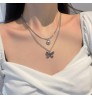 New Irregular Colorful Hollow out Love Pendant Double layer Chain Pearl Metal Necklace for Women Men Punk Trendy Y2K Jewelry