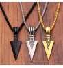 Men's Fashion Jewelry Arrow Head Pendant Long Chain Necklaces Gold Silver Black Collier Femme Arrow Head mens necklaces