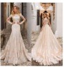 Magicmk Ball Gown Long Sleeve Shoulder Lace Dress White Wedding Dresses Bridal Gowns Wedding Dress