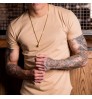 OEM Wholesale 95% Cotton 5% Elastane Men's Slim Fit Tee shirt Longer drop Curved Hem Round Neck Muscle Fitness Mens Gym T-shirts