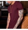 OEM Wholesale 95% Cotton 5% Elastane Men's Slim Fit Tee shirt Longer drop Curved Hem Round Neck Muscle Fitness Mens Gym T-shirts