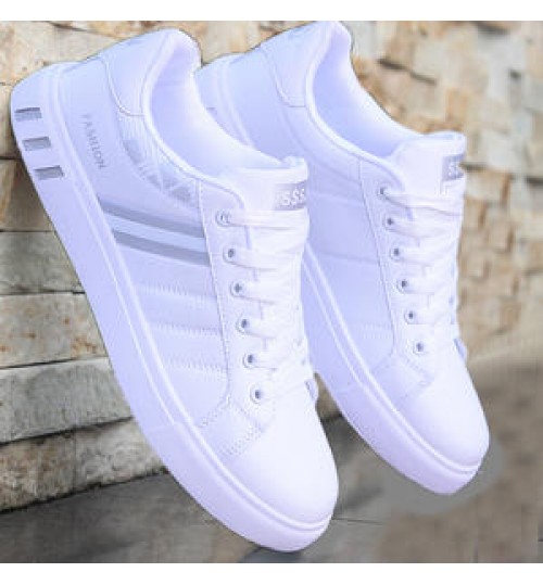 2022 Latest Sport Breathable, Leather Men's White Flat Sneakers Casual man's sport shoes factory price casual Shoes /