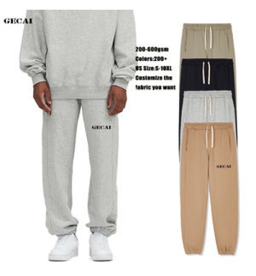 Gecai Custom 3D Puff Print Cotton Heavy Weight Sweat Pants Trousers Winter Plain French Terry Sweatpants Men's Pants