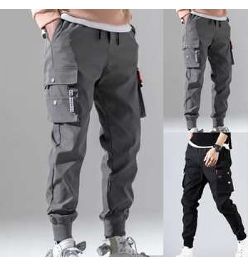 Wholesale autumn men's pants hip-hop harem jogging pants 2021 new men's trousers men's solid color multi-pocket overalls tights